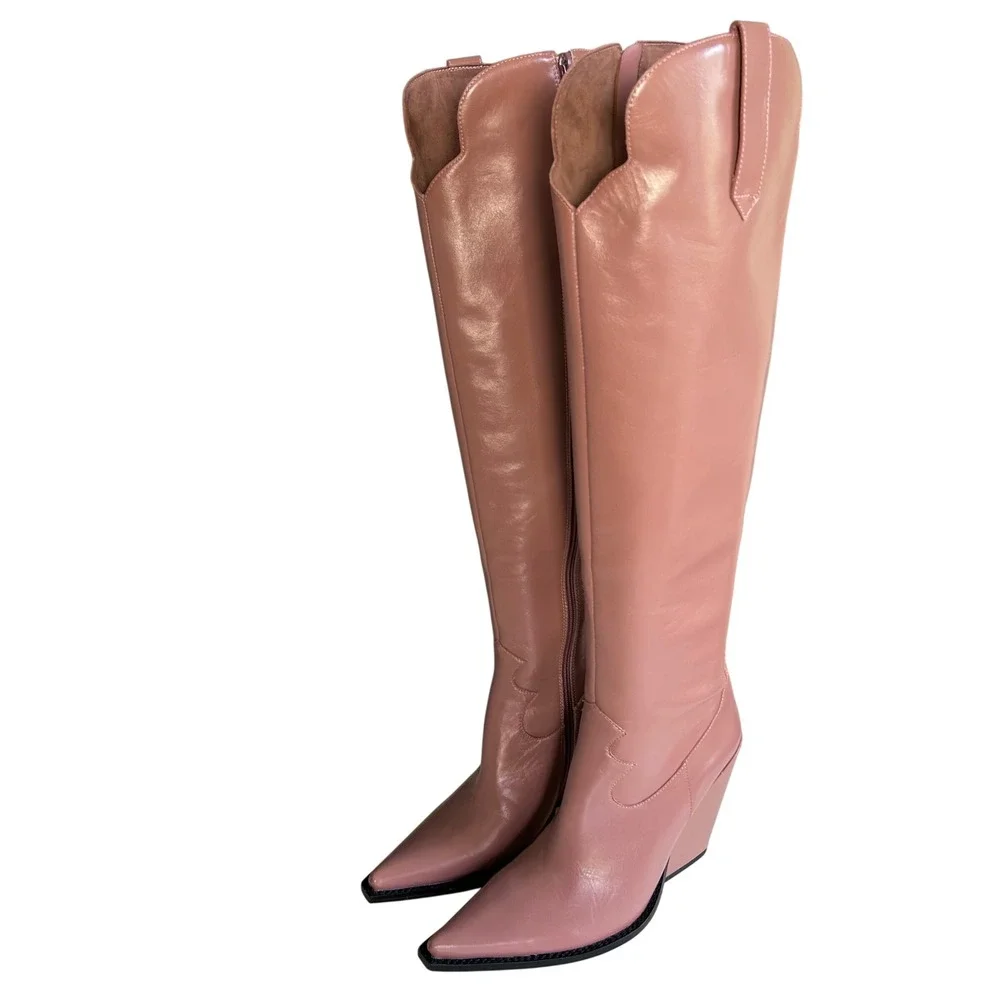 Jeffrey Campbell Over the Knee Western Boot size 10 Amiga Rose Pink Tall Pointy